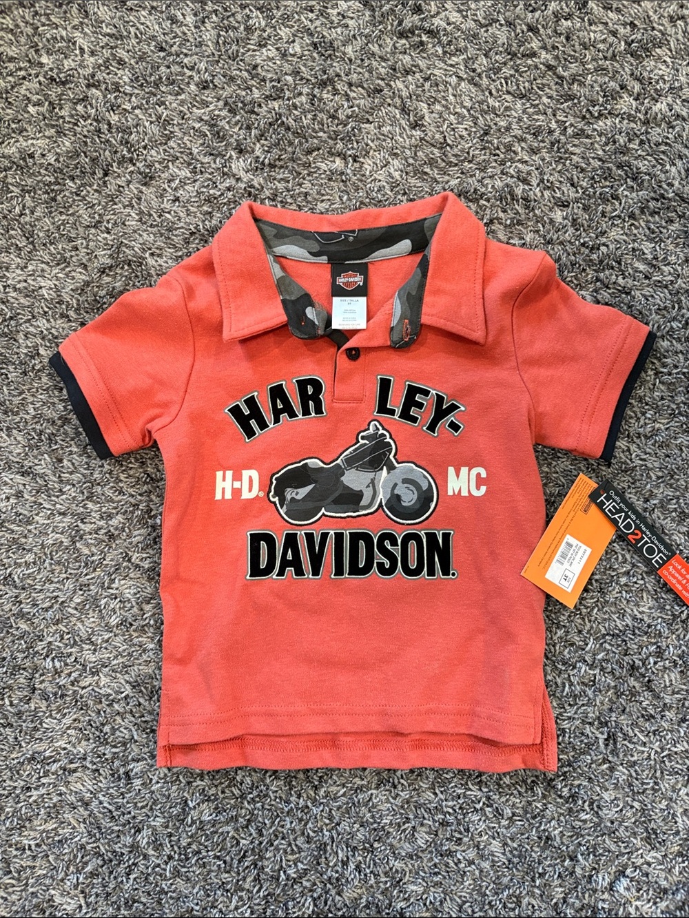 Harley-Davidson Orange Kids Polo with Black Trim